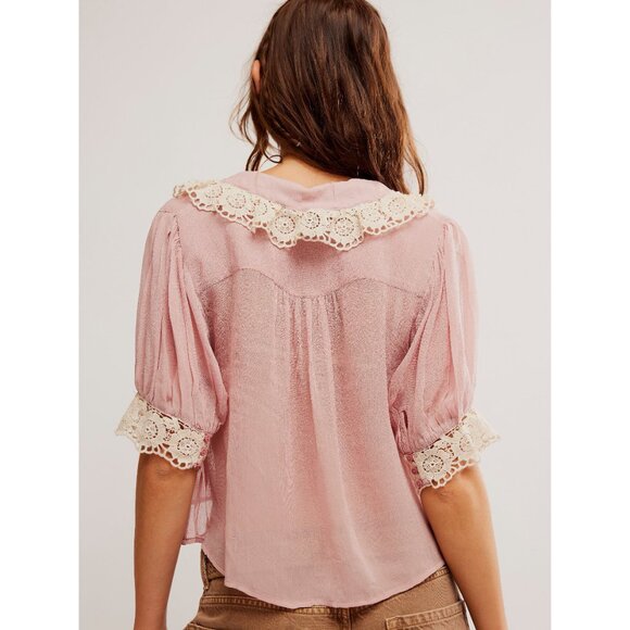 🆕 FREE PEOPLE My Love Blouse / Pale Mauve Combo size XL NWT 🛑 FINAL PRICE 🛑 - Picture 5 of 6